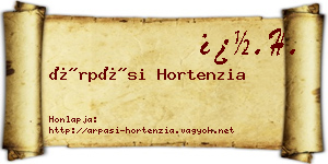 Árpási Hortenzia névjegykártya